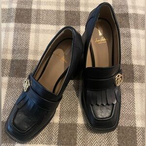 Sam Edelman Black Loafers with Gold Accent